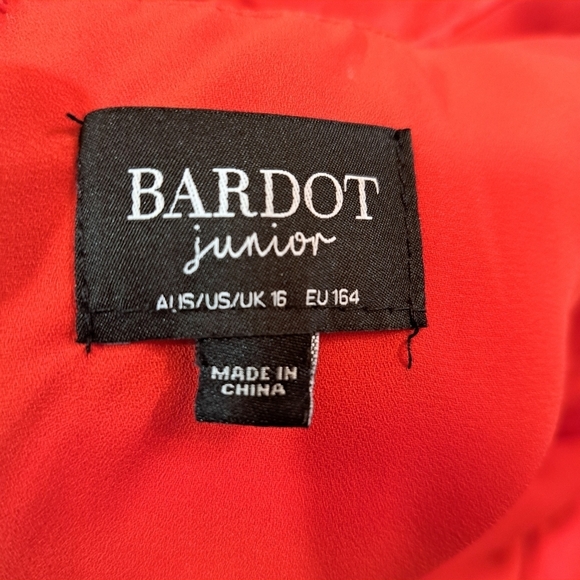 Bardot Junior Winona Ruffled Red Wrap Dress Size Large 12-14 - Picture 3 of 8